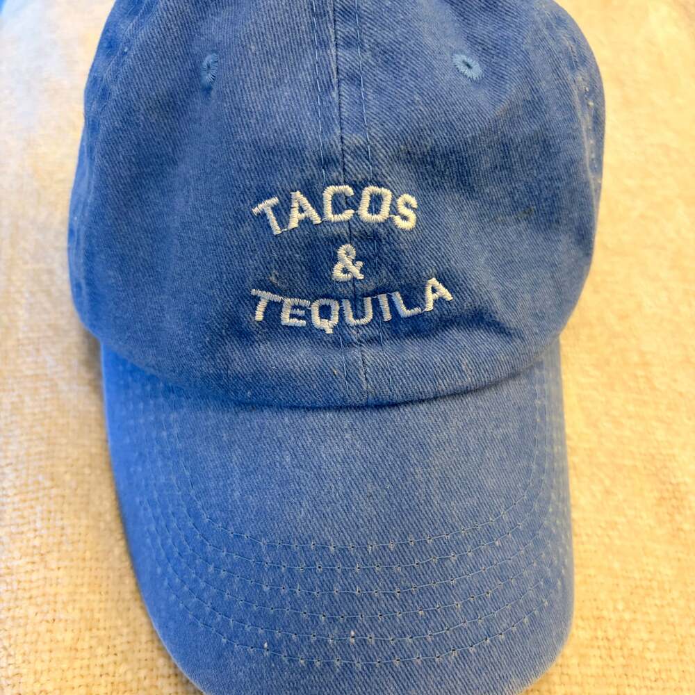Tacos & Tequila Baseball Hat OS Baby Blue Denim